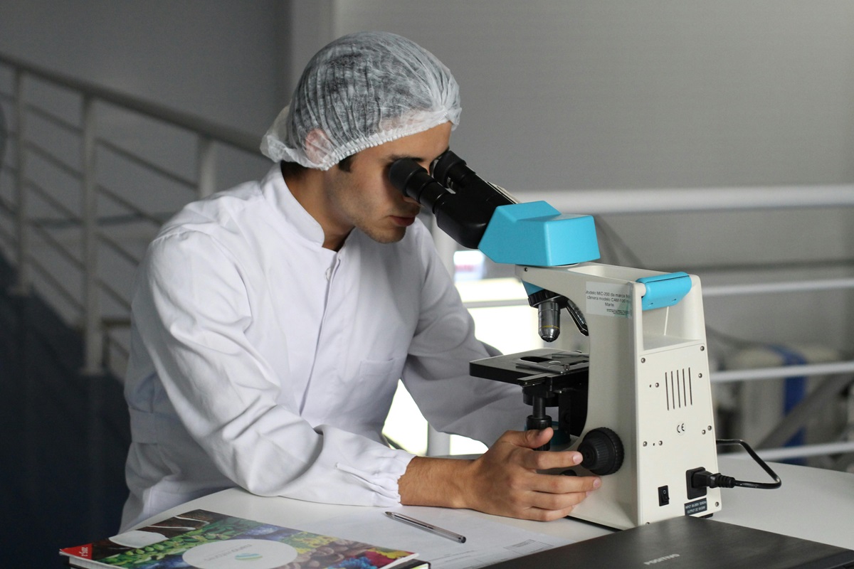Doctor with microscope